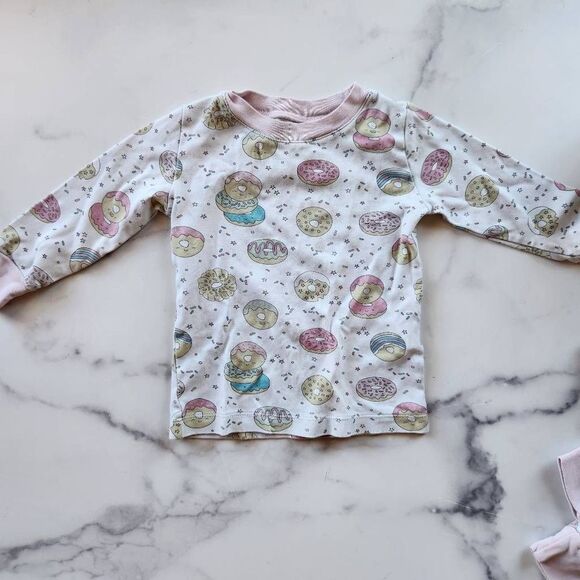 Noomie 2t 100% pima cotton Peru happy donut pajama set 2 piece hand printed - Picture 3 of 9